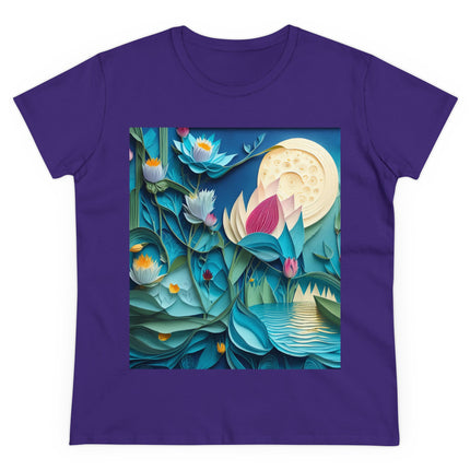Ethereal Moonlit Lake Women's Midweight Cotton Tee