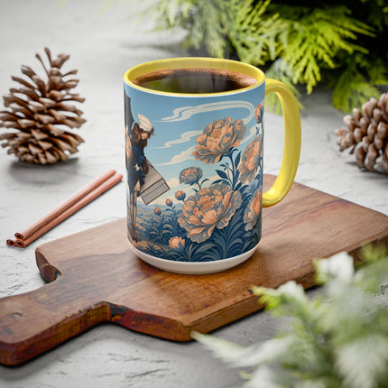 ☔🌸 The Grand Floral Journey Colorful Mug – Art Deco Travel Elegance