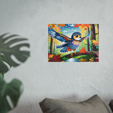 Baby Hawk Plays in Forest Fine Art Posters