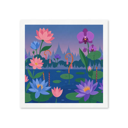 🪷🌸 The Enchanted Lotus And Orchid Garden Napkins – Whimsical Oriental Floral Elegance