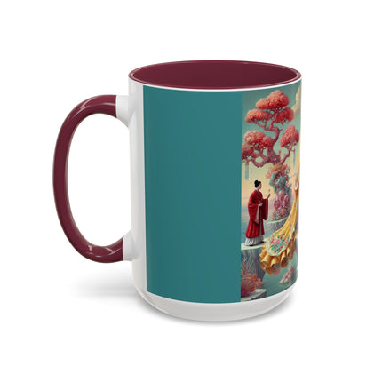 Cherry Blossom Courtesans & Crimson Crab Colorful Mug – Imperial Elegance & Playful Charm