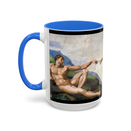 The Creation of Adam by Michelangelo Buonarroti Colorful Mugs (11oz, 15oz)