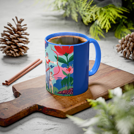The Lady Of The Scarlet Bow Colorful Mugs – Art Deco Botanical Archer Elegance