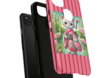 Geisha Kitten Strolls Among the Spoonbills Phone Cases