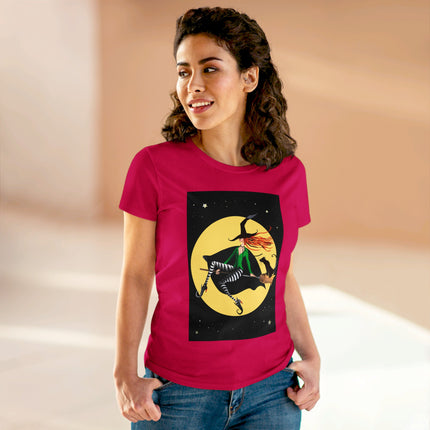 A Witch’s Moonlit Flight Women's Midweight Cotton Tee