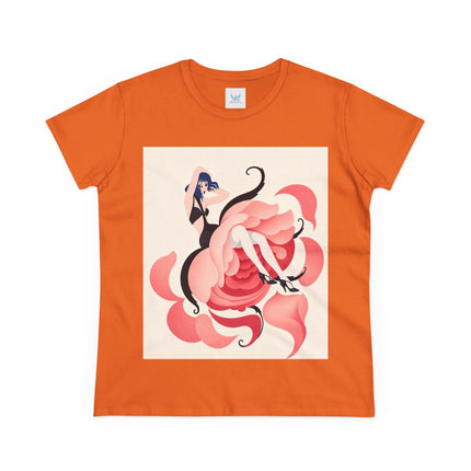 🌹🖤 The Lady Of The Blushing Rose Cotton Tee – Art Deco Fashion Illustration