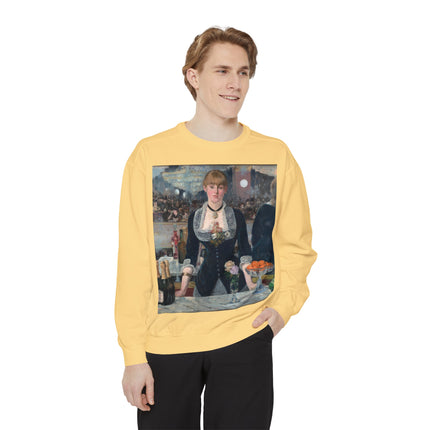 A Bar at the Folies-Bergère by Edouard Manet Unisex Garment-Dyed Sweatshirt