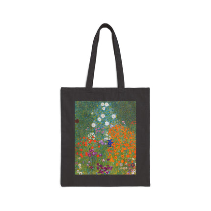 Cottage Garden by Gustav Klimt Cotton Canvas Tote Bag
