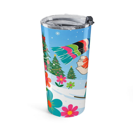⛷️🌸 The Lady Of The Alpine Flight Tumbler – Art Deco Winter Adventure