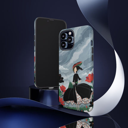 🌧️🌺 The Stormy Flower Walk Phone Case – Art Deco Floral Fashion