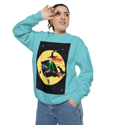 A Witch’s Moonlit Flight Unisex Garment-Dyed Sweatshirt