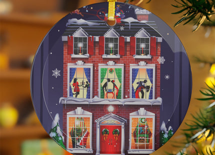 A Christmas Eve Celebration Glass Ornament