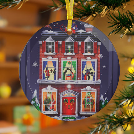 A Christmas Eve Celebration Glass Ornament