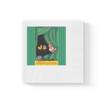 Easter Elf's Whimsy White Coined Napkins