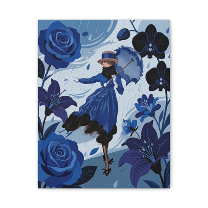 ☔💙 The Blue Rain Promenade Placemat – Art Deco Floral Fashion