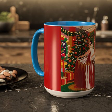 🎄💃 The Christmas Mirror Duet Colorful Mug – Art Deco Holiday Elegance