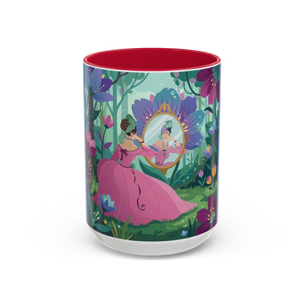 The Lady Of The Enchanted Mirror Colorful Mugs – Art Deco Botanical Elegance