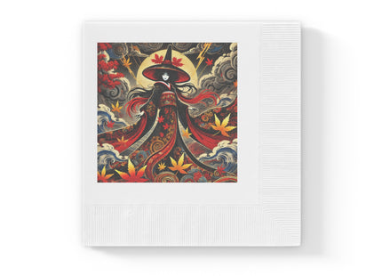 Kabuki Witch White Coined Napkins