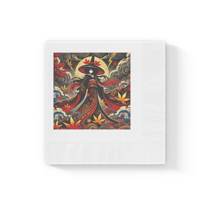 Kabuki Witch White Coined Napkins