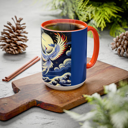 Majestic White Crane Colorful Mugs (11oz, 15oz)