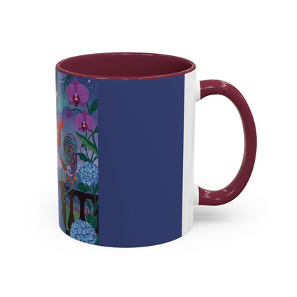 The Lady And The Morning Song Colorful Mugs – Art Deco Botanical Elegance