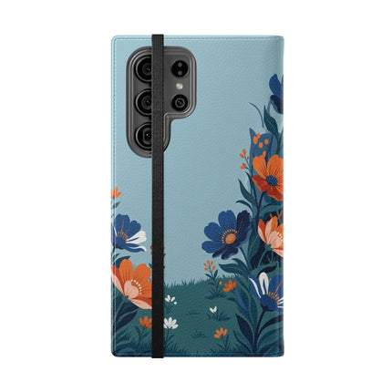 🌺🎩 The Lady Of The Grand Flower Garden Flip Case – Art Deco Floral Fantasy