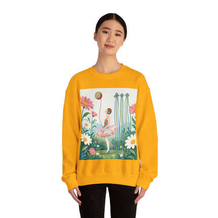 🌼🎈 The Garden Balloon Dancer Crewneck Sweatshirt – Art Deco Floral Whimsy