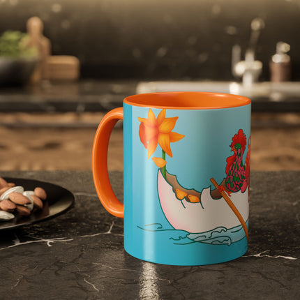 A Rooster's Seafaring Adventure Colorful Mugs, 11oz
