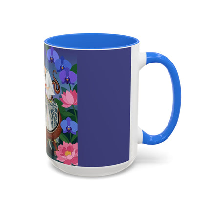 The Lady And The Garden Dragon Colorful Mugs – Art Deco Mythical Botanical Elegance