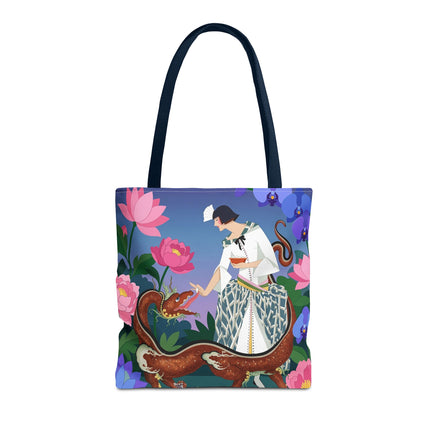 🐉🌸 The Dragon Keeper Tote Bag – Art Deco Floral Fantasy