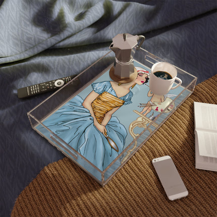The Enchanting Painter: A Fairy's Artistic Touch Acrylic Serving Tray