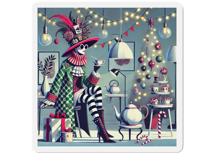 Whimsical Christmas Tea Party Die-Cut Magnets (5 Sizes)