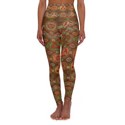 Japanese Fan Pattern by G.A. Audsley High Waisted Yoga Leggings (AOP)