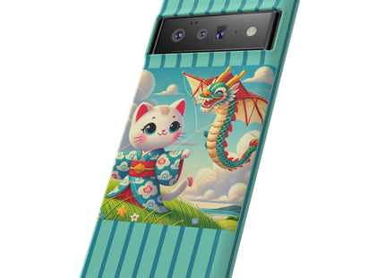 Geisha Kitten and the Dragon Kite Phone Cases