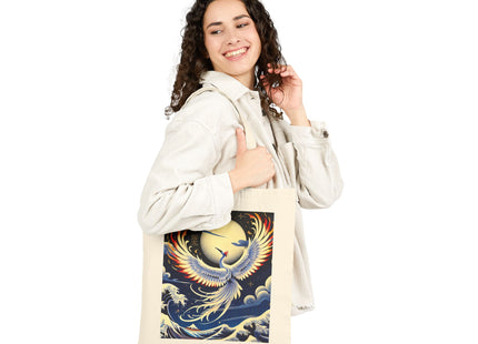 Majestic White Crane Cotton Canvas Tote Bag