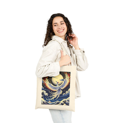 Majestic White Crane Cotton Canvas Tote Bag