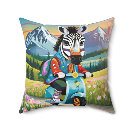 Stripes on Wheels Spun Polyester Square Pillow