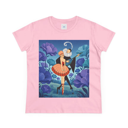 🎭🌺 The Garden Duet Cotton Tee – Art Deco Musical Whimsy
