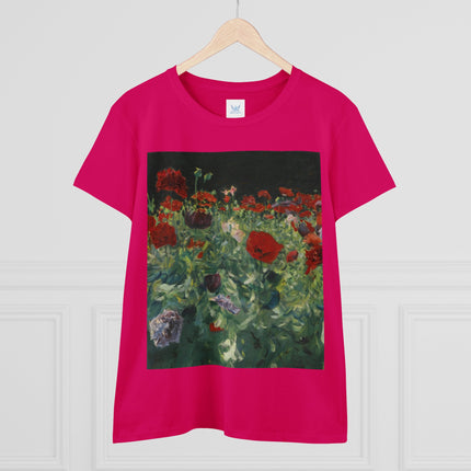 Poppies (A Study of Poppies for Carnation, Lily, Lily, Rose) by John Singer Sargent Women's Midweight Cotton Tee