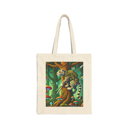 The Silent Stripes Cotton Canvas Tote Bag – Stealth, Grace & Enchanted Forest
