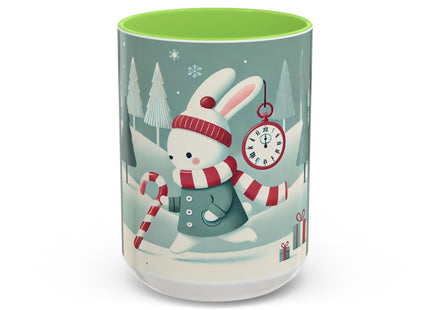 Candy Cane Timekeeper Bunny Colorful Mugs (11oz, 15oz)