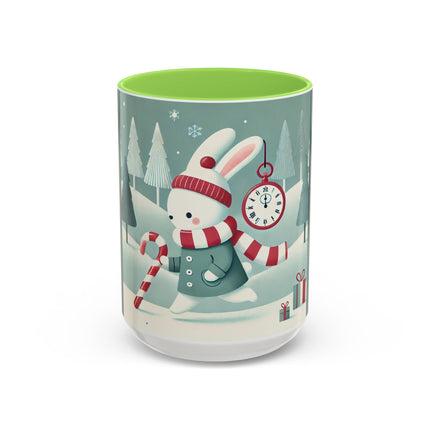 Candy Cane Timekeeper Bunny Colorful Mugs (11oz, 15oz)