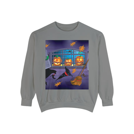 Whimsical Halloween Mischief Unisex Garment-Dyed Sweatshirt