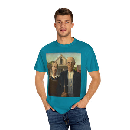 American Gothic by Grant Wood Unisex Garment-Dyed T-shirt