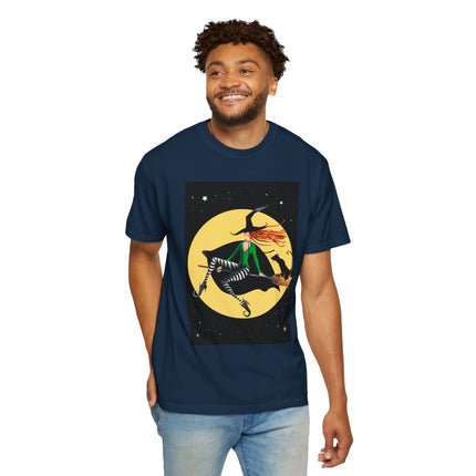 A Witch’s Moonlit Flight Unisex Garment-Dyed T-shirt