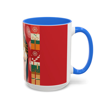 ❤️ The Lady Of The Candlelit Christmas Alcove Colorful Mug – Art Deco Holiday Elegance