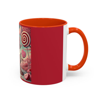 Whimsical Geisha Kitten in a Valentine Garden Colorful Mugs (11oz, 15oz)