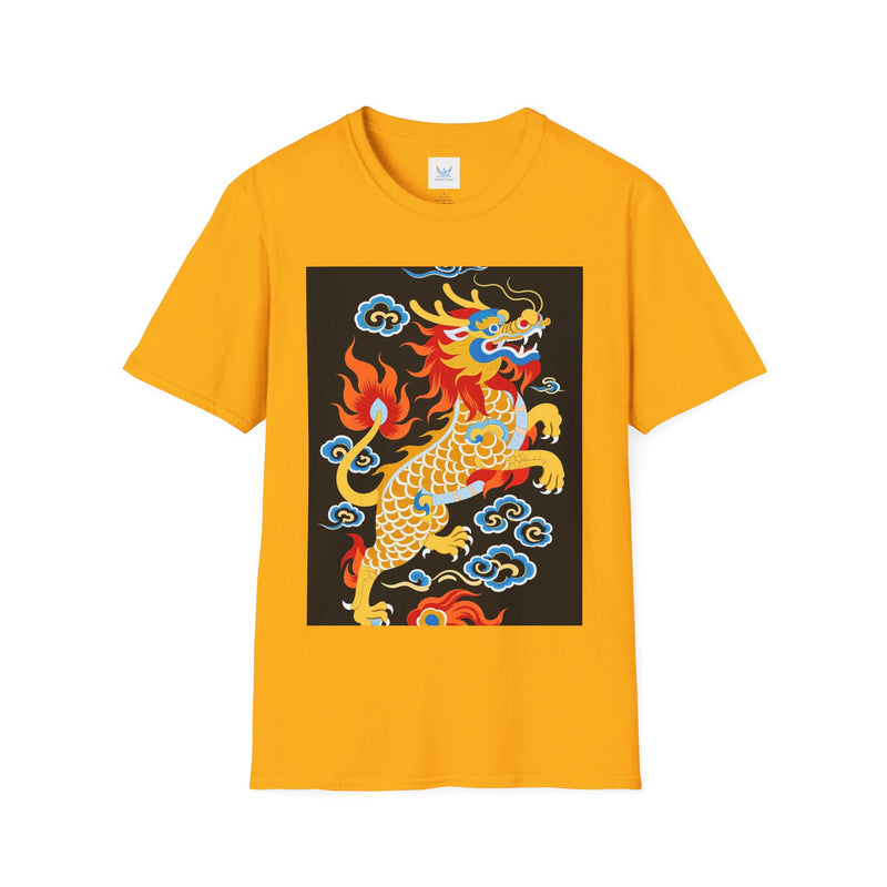 🐅🔥 The Golden Fire Tiger Softstyle T-Shirt – Celestial Flames & Eastern Fantasy