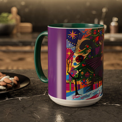🎄✨ Christmas Among The Twinkling Trees Colorful Mug – Art Deco Holiday Fantasy
