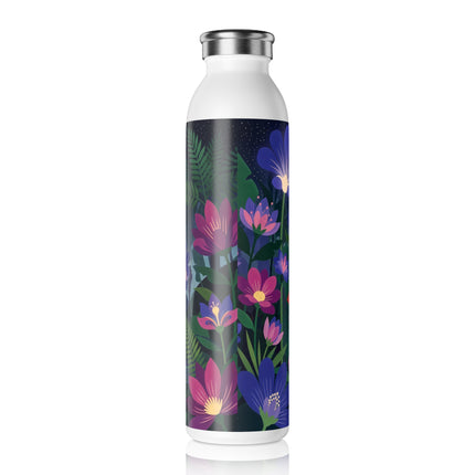 🌙🌺 The Lady Of The Midnight Garden Slim Water Bottle – Art Deco Floral Elegance